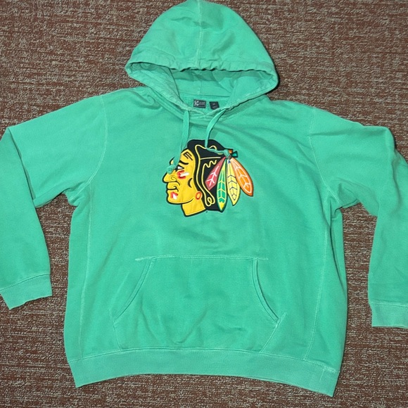 Vintage Chicago Blackhawks St. Patrick’s day Kelly green shamrock hoodie XXL - Picture 2 of 13